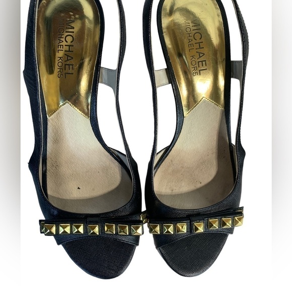 MICHAEL Kors Leather Slingback Rockstud Heels - Picture 9 of 9